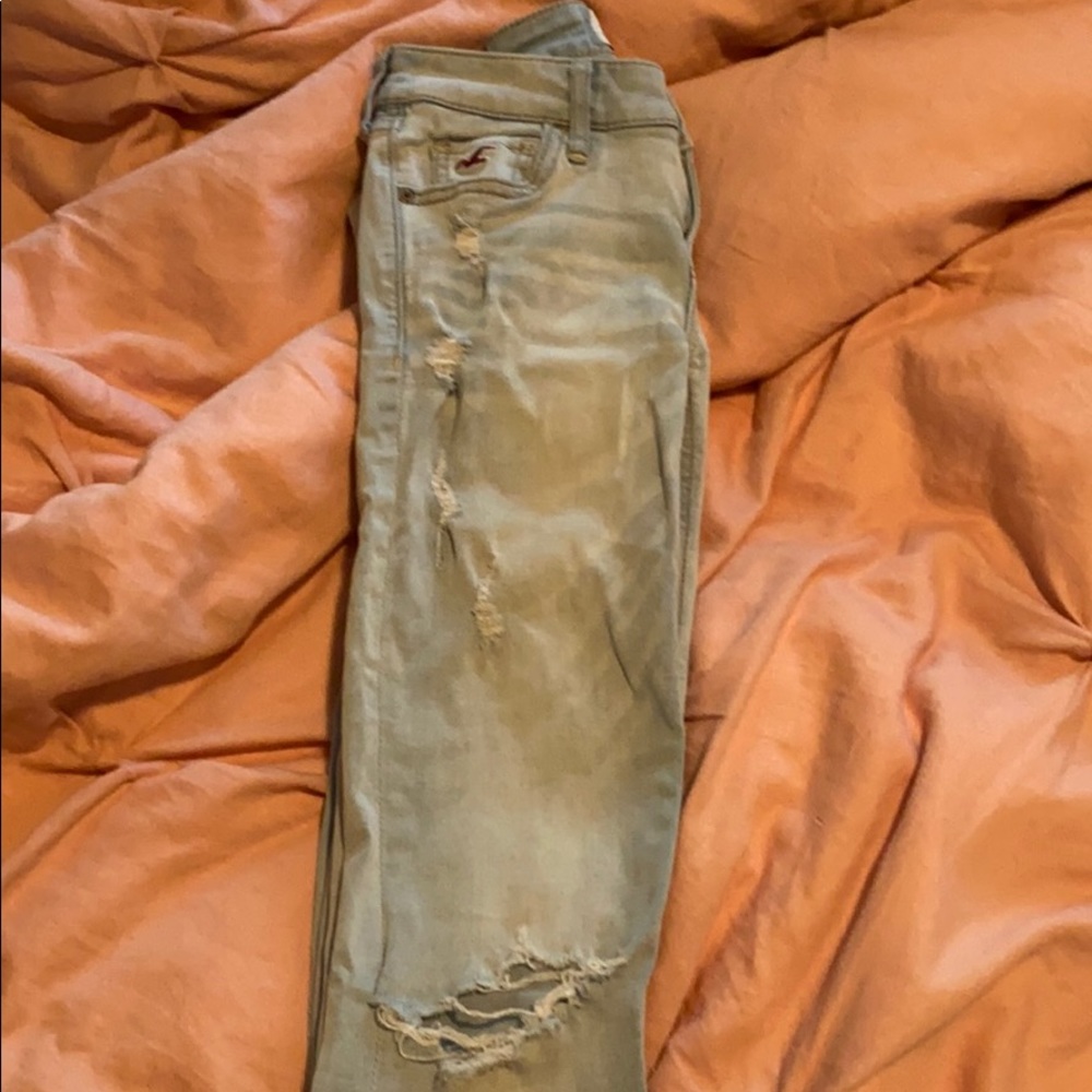 Hollister baby blue ripped jeans